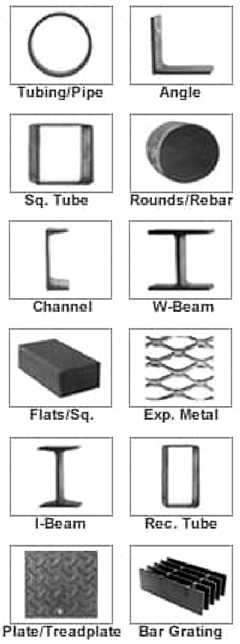 McKinsey Steel Products sampler that are available in steel, aluminum, and stainless steel.
